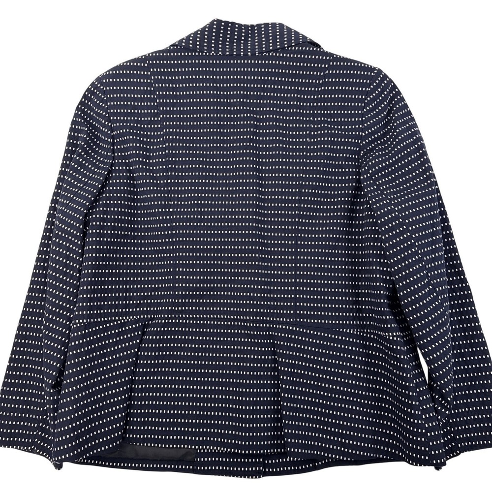 Rafaella Blazer‎ Women 16W Navy Blue White Square Print Cotton Lined Jacket - Picture 2 of 12